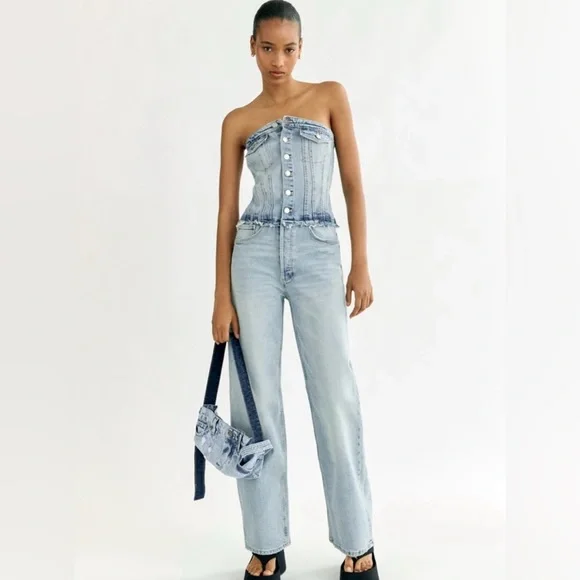 Jeans Jumpsuit Zara Women's Overalls Z1975 FRONT POCKETS